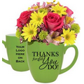 Thank You Fresh Flowers Gift Mug - Green